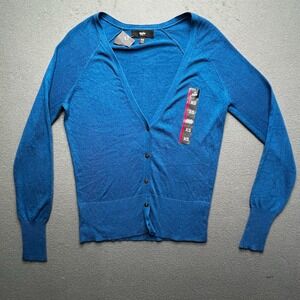 Mossimo Women's Blue‎ V Neck Button Front Long Sleeve Cardigan Sweater XS